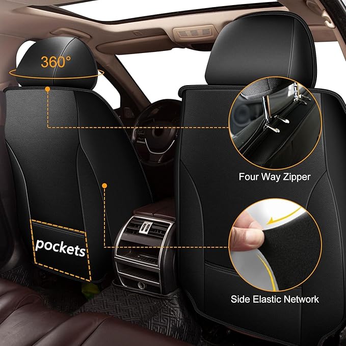 Car Seat Covers Fit for Kia Sorento 2007-2023 2024 2025 Front Set Leather Seat Covers Set with Lumbar Support Premium Automotive Cushion Protector(2 Seat, Black&Red)