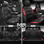 CAR PASS Memory 3D Foam Car Seat Covers Full Set, Breathable Mesh Thick Seat Covers for Car, Red Metal Film Leather Seat Covers, Universal Automotive Comfort for SUVs Trucks, Black Red