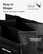 HOTOR Foldable Trunk Organizer - SUVs & Sedans, Sturdy Car Organization With 2 Compartments, Black, 23.6"×14.2"×10.6"