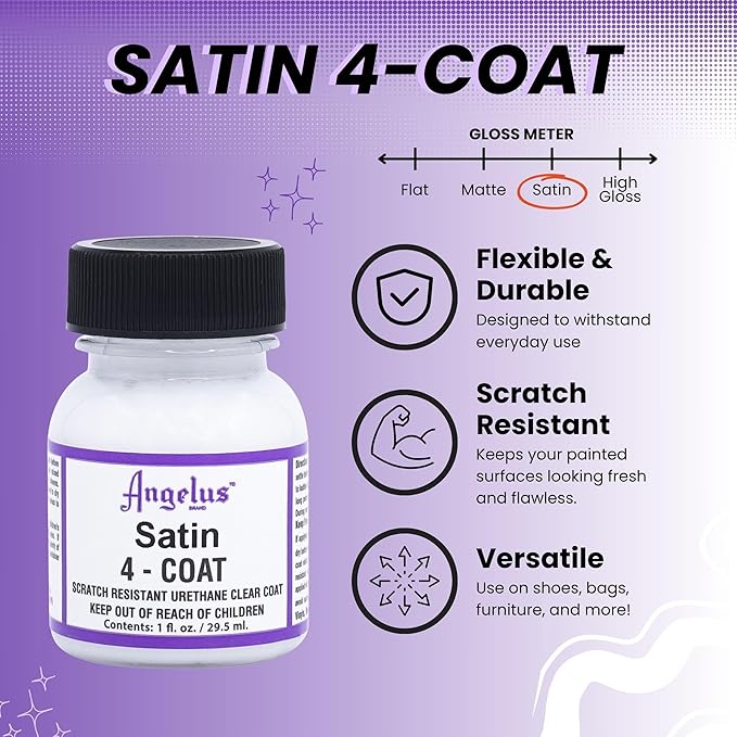 Angelus 4-Coat Clear Urethane Leather Top Coat Finisher (Satin, 1oz)