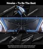 Windshield Sun Shade Umbrella for Tesla Model Y & Model 3 - [Vinyl Coating Heat Shield] Protect Car from Sun Rays & Heat Damage Keep Cool and Protect Interior, Spring Structure Edge