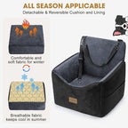 JOEJOY Dog Car Seats for Small Medium Dogs Under 35lbs, Dog Booster Seat with Detachable Washable Cover and Cushion, Memory Foam Pet Car Seat with Safety Belt and Storage Pockets (DG)