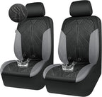 CAR PASS Waterproof Black Gray Car Seat Covers Front Seat Covers Neoprene Wetsuit,All-Weather Non-Slip Durable,Universal Fit for SUV Sedans Trucks Van Automotive,Airbag Compatible,3D Emboss Black Gray