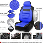 CAR PASS Leather Car Seat Covers Front Seats Only, Universal Fit Automotive Interior Waterproof 3D Foam Back Support Car Seat Covers for Trucks Vans and SUVs Airbag Compatible 2 Pieces Black Blue
