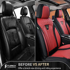 FLORICH Seat Covers for Cars, Waterproof Automotive Seat Covers, Leather Car Seat Covers 2 Pack, Universal Front Seat Cushion Protector for Most Cars Trucks SUV-Black&Burgundy