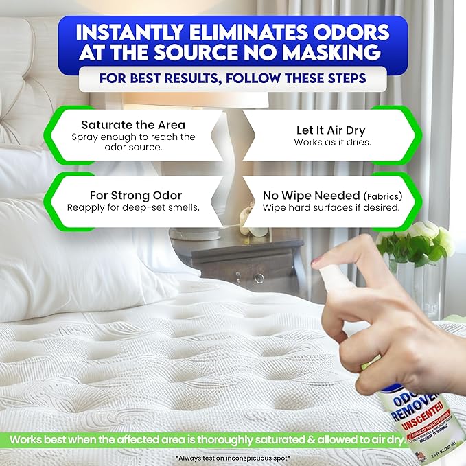 ZORBX Unscented Odor Eliminator for Strong Odor 7.5 Fl Oz, Pack of 4 - Used in Hospitals & Healthcare Facilities - Advanced Formula, Fast-Acting Odor Remover Spray for Dog, Cat, House & Carpet