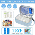 Breastmilk Cooler Travel bag with Ice Pack,Portable Breastmilk Cooler Bag with Buckle Handle,Insulated Breastmilk Storage Bag Cooler,Blue