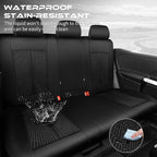 CAR PASS Leather Oxford Rear Seat Covers, Waterproof Back Seat Covers,All-Weather Non-Slip Durable, Universal Fit for SUVs Sedans Trucks Vans Automotive,Black