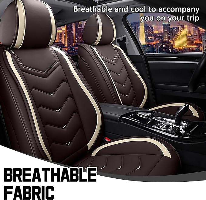 CTDS Car Seat Covers for Ford F-150 2000-2026, Stylish Sport Seat Cover, Premium Nappa Leather Car Seat Cover. Automobile Seat Covers Sets.(Standard 2 Seats/Coffee Color)