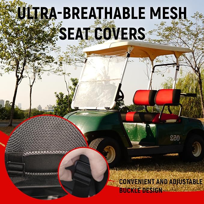 Golf Cart Front and Rear Seat Covers for Yamaha G2 G8 G9 G11 G14 G16 G19 G20 G21 G22, Durable Polyester Fabric Yamaha Golf Cart Seat Covers, Breathable Washable