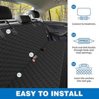 WoofKnows(54" W x 56" L, Black Scratch Prevention Dog Car Seat Cover for Back Seat Waterproof Dog Hammock for Car with Mesh Window Durable