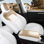 for Tesla Model Y Car Seat Cover Custom Fit 2020 2021 2022 2023 2024 Crocodile and Nappa Leather Seat Cover Full Set Interior Accessories (Crocodile Skin Golden+White)