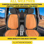 LINGVIDO Car Seat Covers Full Set (5 Seats) - Premium Perforated Nappa Leather, Waterproof Shield, Omni-Adapt Fit SUVs Sedans, Ultimate Family & Pet Protection
