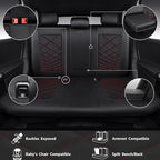 CAR PASS Luxury Nappa Leather Seat Covers Full Set, Water Resistant Faux Leather Seat Cover with Lumbar Support, Breathable Automotive Seat Covers Universal Fit for Sedan SUV Van Truck, Black Red