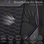 CAR PASS 3D Foam Mesh Leather Car Seat Covers Front Seats,Breathable Mesh Front Seat Covers for Women,Universal Fit for Cars SUV Truck Sedan Van Automotive,Armrest Airbag Compatible,Black and Purple