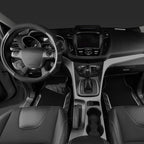 CAR PASS Leather Steering Wheel Cover and Waterproof Car Floor Mats,Microfiber Universal Car Combo Fit for 95% Sedan,SUV,Cars,14.5-15inch Sporty Anti-Slip Safety Comfortable Design(Carbon Fiber Black)