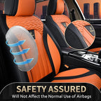 FLORICH Seat Covers for Cars, Waterproof Automotive Seat Covers, Leather Car Seat Covers 2 Pack, Universal Front Seat Cushion Protector for Most Cars Trucks SUV-Black&Orange