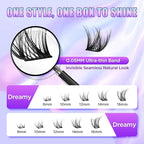 Lash Extension Kit DIY Lash Clusters Kit Eyelash Extensions Individual Lashes Extensions with (Bond,Seal,Tweezers,132Pcs,Dreamy,0.07D,10-16mm)