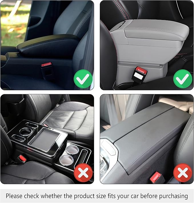 Upgraded Car Center Console Cover,Microfiber Leather Car Armrest Cover Cushion with 2 Storage Bags,Universal Cars Armrest Storage Box Cars Interior Accessories for Most Vehicles (Purple)