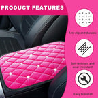 Bling Car Center Console Cover, Soft Fluffy Armrest Seat Box Cushion Pad, Crystal Diamond Arm Rest Protection Mat, Automotive Interior Decoration Accessories for Most Vehicles (Pink)
