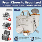 The Original Doggy Bag™ - Complete Dog Travel Bag for Supplies with 2 BPA-Free Travel Dog Bowls & 2 Pet Food Containers - Traveling Kit for Road Trips, Camping, Weekend Away or Doggy Gift: Beige