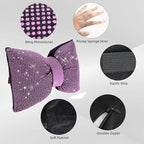 4 PCS Bling Car Pillows,Rhinestones Bowknot Car Headrest Pillow,Car Neck Pillow for Driver Relax Necksupport,Sleeping Travel Support Neck Pillow,Shiny Diamond Interior Accessories for Women,Pink