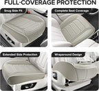 2 Pack Front Leatherette Seat Covers Faux Leather Bottom Car Seat Covers, Super Breathable,Anti-Slip,Universal Seat Covers for Cars,Full Wrapping Edge Fit for Most Sedans SUV Pick-up (2 Pack Gray)