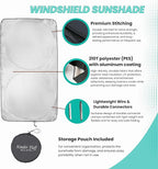 Windshield Sun Shade - Certified 99.87% UVB & 99.02% UVA Protection Car Sun Shade. Award Winning Sunshade for Car Windshield with Patented Technology. Size L 63"x35" Car Window Shades by Kinder Fluff