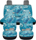 KEIAHUAN Blue Sea Turtle Front and Back Car Seat Covers Front Saddle Blanket Rear Split Bench Protection Cover Soft and Breathable Automotive Accessories Universal Fits Sedan Truck SUV
