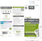 Unique RV Digest-It+, 16 Extra-Strength RV Toilet Treatments - Liquifies Waste and Toilet Paper - Odor Eliminator (32 oz)