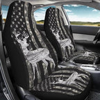 KEIAHUAN Car Seat Covers Full Set of 4 American Flag Deer Camo Hunting Breathable Comfort Auto Interior Seat Protector Front Back Universal Fits Most Cars, Vans, SUVs, Trucks
