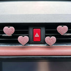 Crystal Heart Car Air Vent Clips, Sparkly Rhinestone Bling Diamond Auto Freshener Holder 4 Pack with Fragrance (Pink, Ocean)