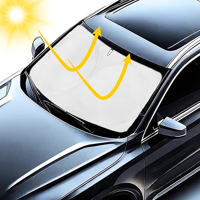 Windshield Sun Shade -Certified 99.87% UVB & 99.02% UVA Car Sun Shade. Award Winning Sunshade - Patented Technology | Compatible for Toyota Tacoma (2005-2015) | Car Shades by Kinder Fluff