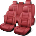 Full Coverage Full Set Waterproof Leather Car Seat Covers with Lumber Support and Airbag Compatible Universal Fit for Most SUVs,Trucks,and Sedans with 5 Seats in Automotive Seat Covers