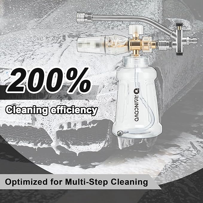 Foam Cannon for Pressure Washer, Snow Clear Foam Cannon Dual Connector Accessories, Power Washer Soap Attachment for Car Wash, Stainless Steel Filter, 5 Nozzle Tips with Holder