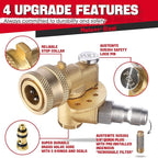 Meteor Blast Pivoting Coupler with 8 pressure washer nozzle tips 2.5gpm, 5 Angles 120 degree, heavy duty design and Stainless Steel Safety Lock, Clean Hard to Reach Area, 5000PSI, 1/4” Quick connect