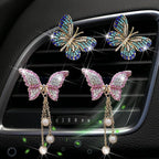 Blue and Pink Butterfly Air Vent Clip Accessories Air Conditioning Outlet Clip Car Air Freshener Dashboard Accessories Charm Car Inter Decor Cute Interior Accessories for Women (4 Pcs)