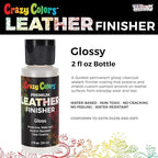 Crazy Colors Premium Gloss Acrylic Leather and Shoe Paint Finisher, 2 oz Bottle - Clearcoat Sealant Protection - Durable Scratch, Crack, Peel, and Fade Resistant Finish - Artwork Jackets, Bags, Purses
