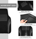CAR PASS Premium Carbon Fiber Leather Car Seat Covers Full Set and Waterproof Car Floor Mats,Airbag Compatible,Automotive Interior Covers for Sedans,Trucks,Vans,SUV with Car Carpet Mats(Black)