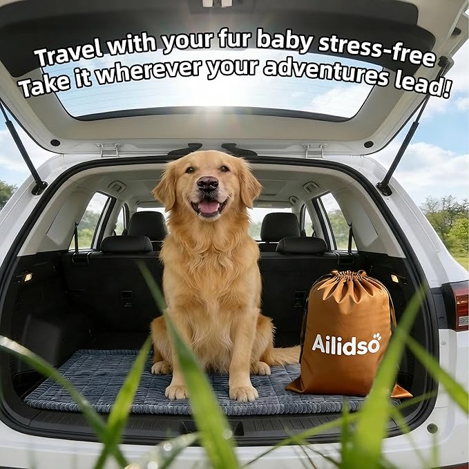 Dog Car Seat Cover, Pet Couch Covers for Car and Sofa, Non-Slip Backseat Pet Bed Mat, Machine Washable, Soft Plush Travel Seat Protector with Portable Storage Bag (Grey,23.6''×82'')