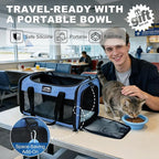 Pet Carrier Airline Approved, Soft Sided Cat Carrier for Small Pets up to 13 lbs, TSA Approved Dog Travel Bag with Foldable Bowl, Portable Soft Sided Pet Carrier for Kittens and Puppies