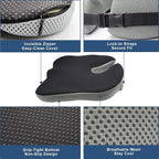 Seat Cushion for Office Chair, Wedge Car Seat Cushion, Memory Foam Truck Seat Cushion for Sciatica Tailbone Pain Relief, Long Driving, Coccyx