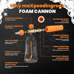 maXpeedingrods Foam Cannon for Pressure Washer, Wide Mouth Quick Release Car Wash Foam Gun with Adjustable Soap Cannon, Thick Snow Foam Lance for Car Wash, 1/4'' Quick Connector, with 2 Orifice Nozzle
