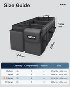 HOTOR Trunk Organizer for Car - Car Organizer, Foldable Trunk organizer for SUVs & Sedans, Sturdy Organization for Car Accessories, Tools, Sundries, Black, 3 Compartments, 31.9"×12.6"×10.6"