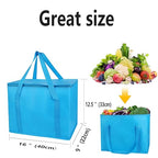 musbus 4-Pack, Large Insulated Grocery shopping bag, Blue, reusable bags,zipper,Collapsible,tote,cooler,for men women,for instacart,leakproof,soft,Recycled Materia
