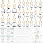 48 Sets Hanging Car Air Freshener Diffuser Bottles Bulk with Car Diffuser Instructions Car Card Empty Glass Essential Oil Diffuser Bottles Fragrance Perfume Pendant Bottle for Staff Employee