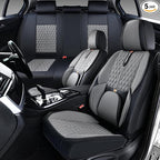 Car Seat Cover Set, Black and Gray, Automotive Interior Accessories, with Lumbar Support, Premium Nappa Leather, Waterproof, Protects and Upgrades Your Car Interior, Fits Most Vehicles