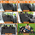 Dog Back Seat Cover, Waterproof Scratch Proof Nonslip Dog Hammock for Car, Car Seat Cover for Back Seat with Sanitary Pad Mesh & Pocket for Cars SUVs and Trucks - S, Black/Orange