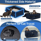 Portable Cat Travel Litter Box with Lid and 10 Pcs Disposable Liner Bags, Leak-Proof & Collapsible, Easy Clean Odor-Control Cat Travel Essentials for Car, Hotel, Airplane, Camping,Trips Navy