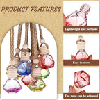 60 Pcs 8ml Hanging Car Air Freshener Diffuser Empty Clear Glass Essential Diffuser Oil Aromatherapy Fragrance Perfume Bottle with Wooden Cap for Car Home Office